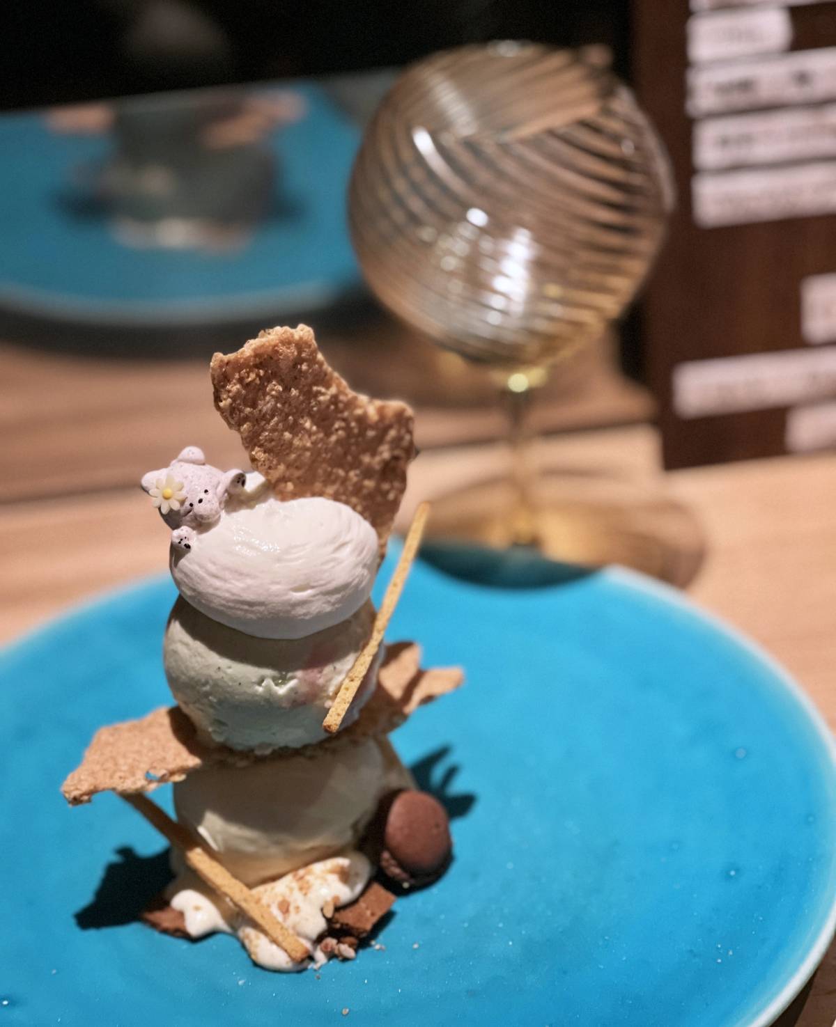 大葉といちご、栗とラムのジェラート